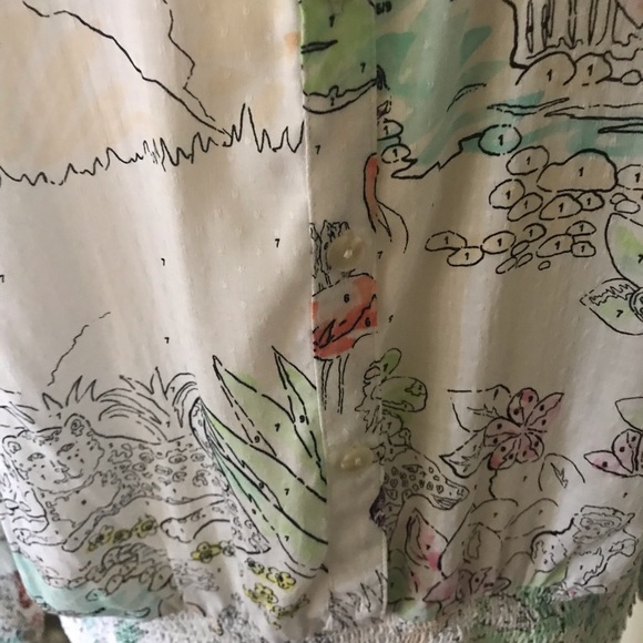 Anthropologie Maeve Tropical print blouse gathered waist/ wrists. Like new! SzXL - Picture 10 of 12